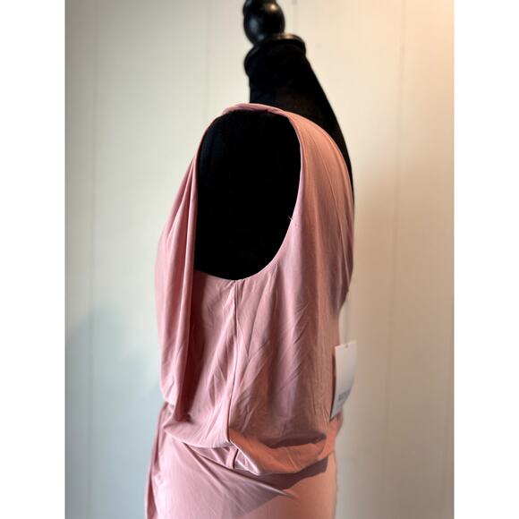 MISA Los Angeles Leza Gathered Crossover Pink Sleeveless Tulip Maxi Dress Size M - Picture 4 of 12